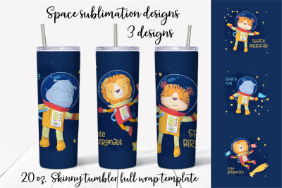Space sublimation design Skinny tumbler wrap design