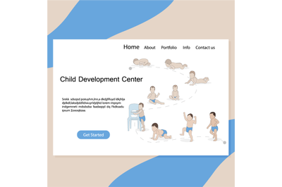 Child development center website page. Baby evolution