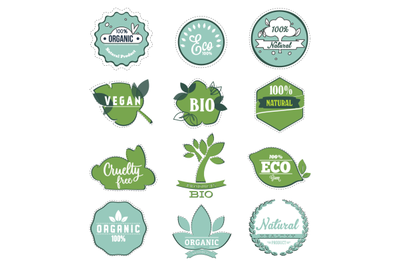 Bio and eco label to organic product, eco friendly stickers for food b