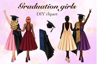 Graduation Girls ClipArt, Sublimation PNG