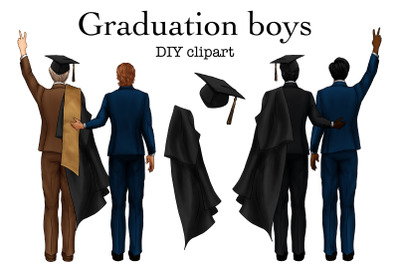 Graduation Boys Clip Art, Sublimation PNG