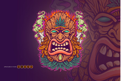 Angry Tiki Hawaii mascot Cannabis Smoke