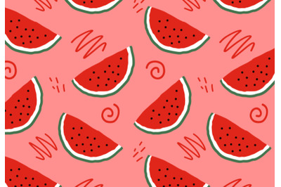 watermelon slices seamless pattern