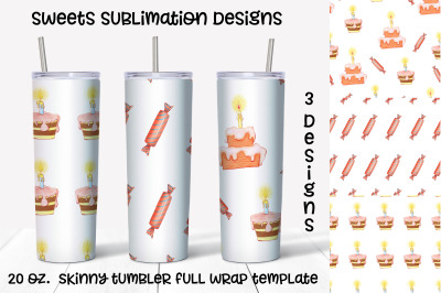sweets  sublimation design. Skinny tumbler wrap design