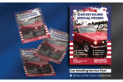 4th of July Car Detailing Promo Flyer Template