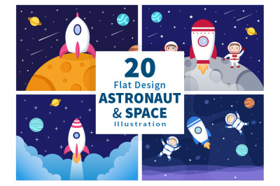 20 Cute Astronaut In Space Background Illustration