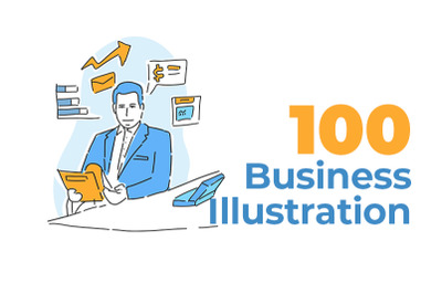 Bundle 100 Illustration People doing business with handrawn style