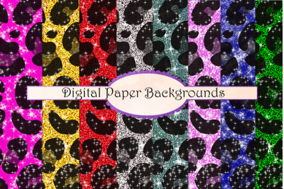 Cheetah Glitter digital paper bundle, Animal print digital glitter, gl