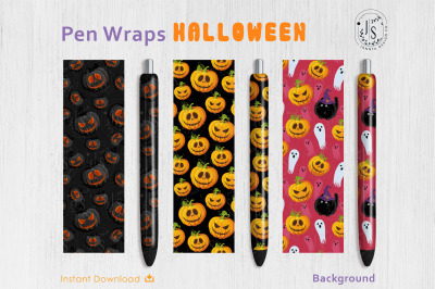 Halloween Pumpkin and Ghost Pen Wraps PNG file set