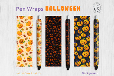 Halloween Pumpkin Lantern Pen Wraps PNG file set