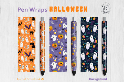 Halloween Ghost and Spooky Cat Pen Wraps PNG file set