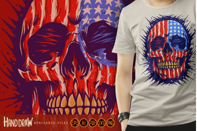 American Flag Skull Independence Gold Dental