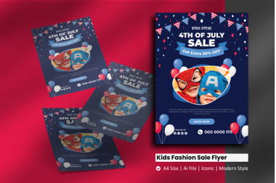 4th of July Kids Fashion Sale Flyer Template