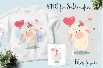 Cute lamb sublimation. Design for printing.