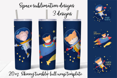 Space sublimation design Skinny tumbler wrap design