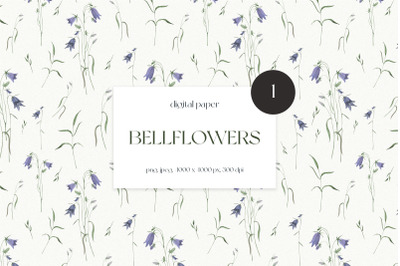 Watercolor Bellflowers Seamless Pattern