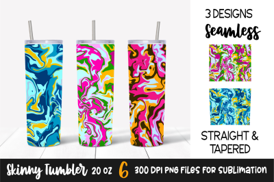 Colorful Marble Abstract Sublimation Skinny Tumbler Designs