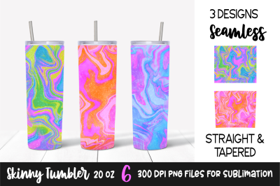 Colorful Marble Skinny Tumbler 20oz Sublimation Designs