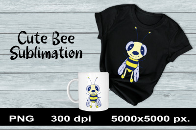 Cute Bee Sublimation PNG Design. Animal Clipart.
