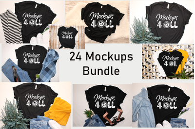 Black T-shirts Mockups Design Bundle