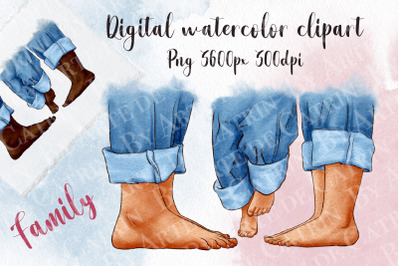Feet Family Clipart, Parents and Child