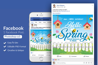 Hello Spring Season Facebook Post Banner