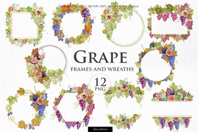 Grape frames and wreaths