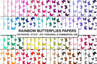 Rainbow Butterfly digital papers&2C; Butterflies digital paper