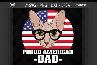 Proud American Dad Cat 4th of July USA