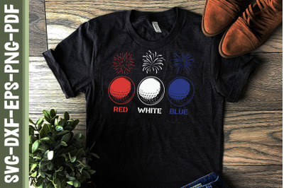 Red White Blue Golfball 4th of July USA