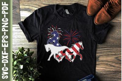 Horses 4th of July USA Flag Firework