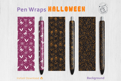 Halloween Ghost and Pumpkin Pen Wraps PNG file set