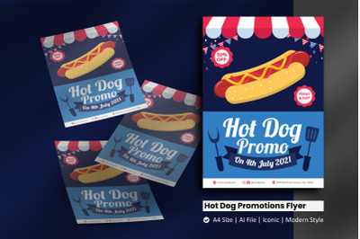 4th of July Hot Dog Promo Flyer Template