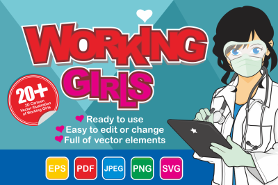 Working Girls - 2D Vector Illustration