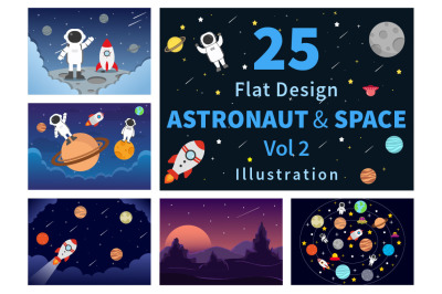 25 Astronaut and Space Background Illustration