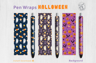 Halloween Ghost and Pumpkin Pen Wraps PNG file set
