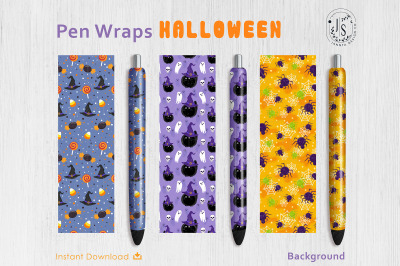 Halloween Spooky Witch Cat Pen Wraps PNG file set