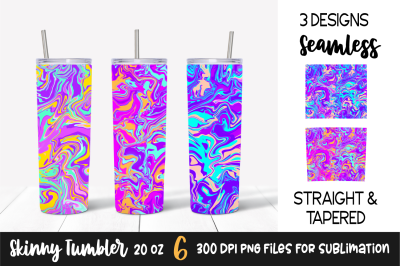 Multicolored Abstract Marble Sublimation Tumbler Wrap PNG