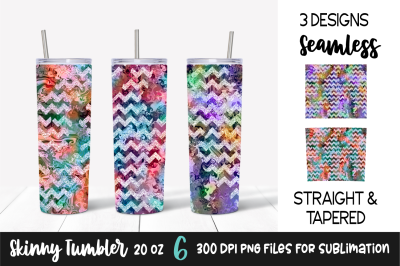 Swirly Marble and Glitter Chevrons Sublimation Tumbler Wrap