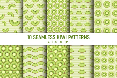 10 color seamless Kiwi patterns