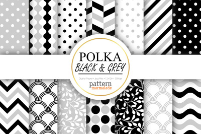 Polka Black And Grey Digital Paper&nbsp;- S0906