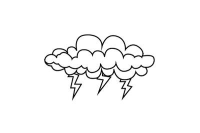 Thunder Cloud Flat Icon Thu Outline Icon