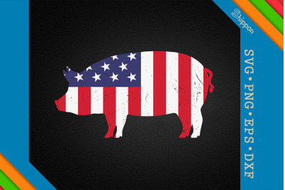 Patriotic Merica Pig 4th of July USA