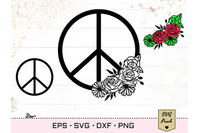 Peace sign SVG. Floral peace symbol svg file for cut.