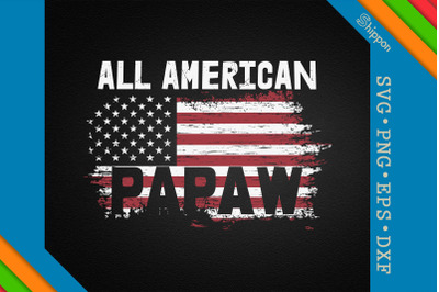 All American Papaw 4th of July US Flag