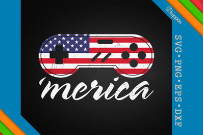 Merica Gamer 4th of July USA Patriotic