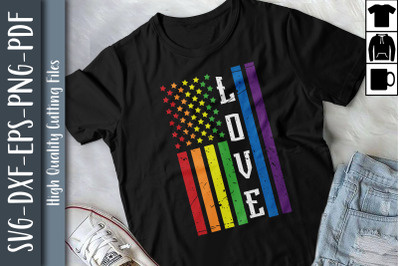 Love US Flag LGBTQ Proud LGBTQ Rights