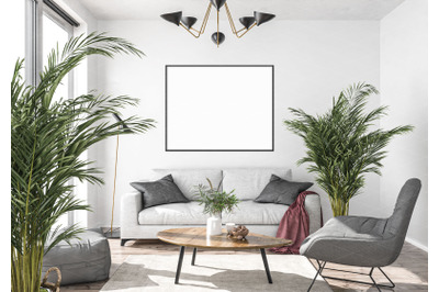 Interior scene artwork background frame mockup