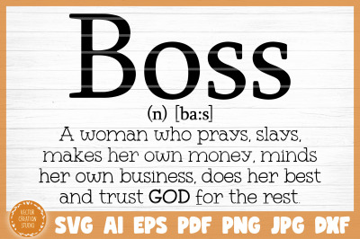 Boss Word Dictionary Definition SVG Cut File