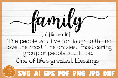 Family Word Dictionary Definition SVG Cut File
